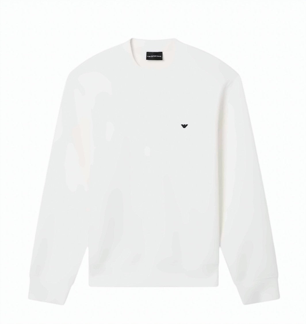 Emporio Armani White Double Jersey Crewneck Sweatshirt