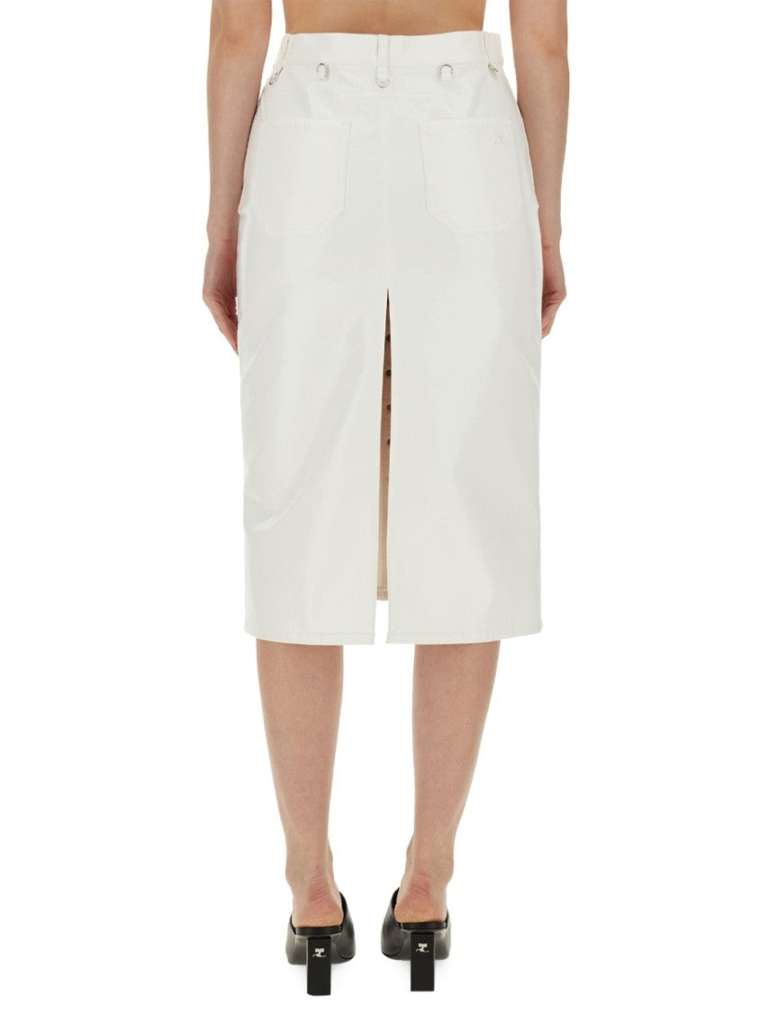 Courrèges Midi Skirt With Front Button Detailing And Back Slit