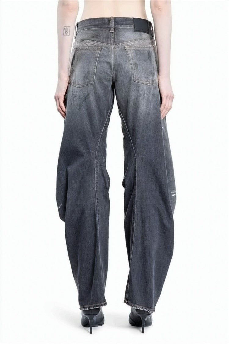 Acne Studios Wide-Leg Denim Pants With Distressed Finish