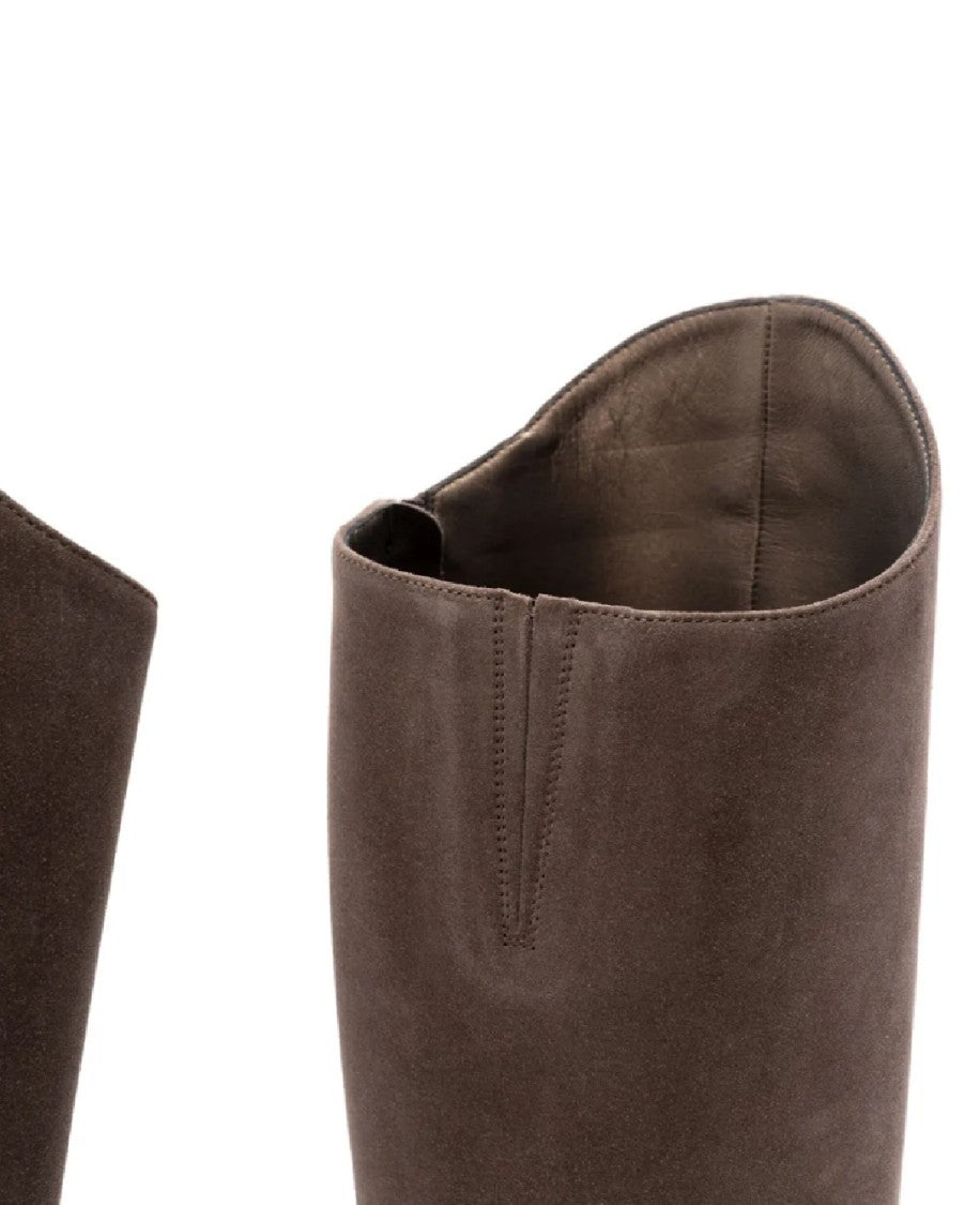 Brunello Cucinelli Suede Tall Boots With Ankle Strap