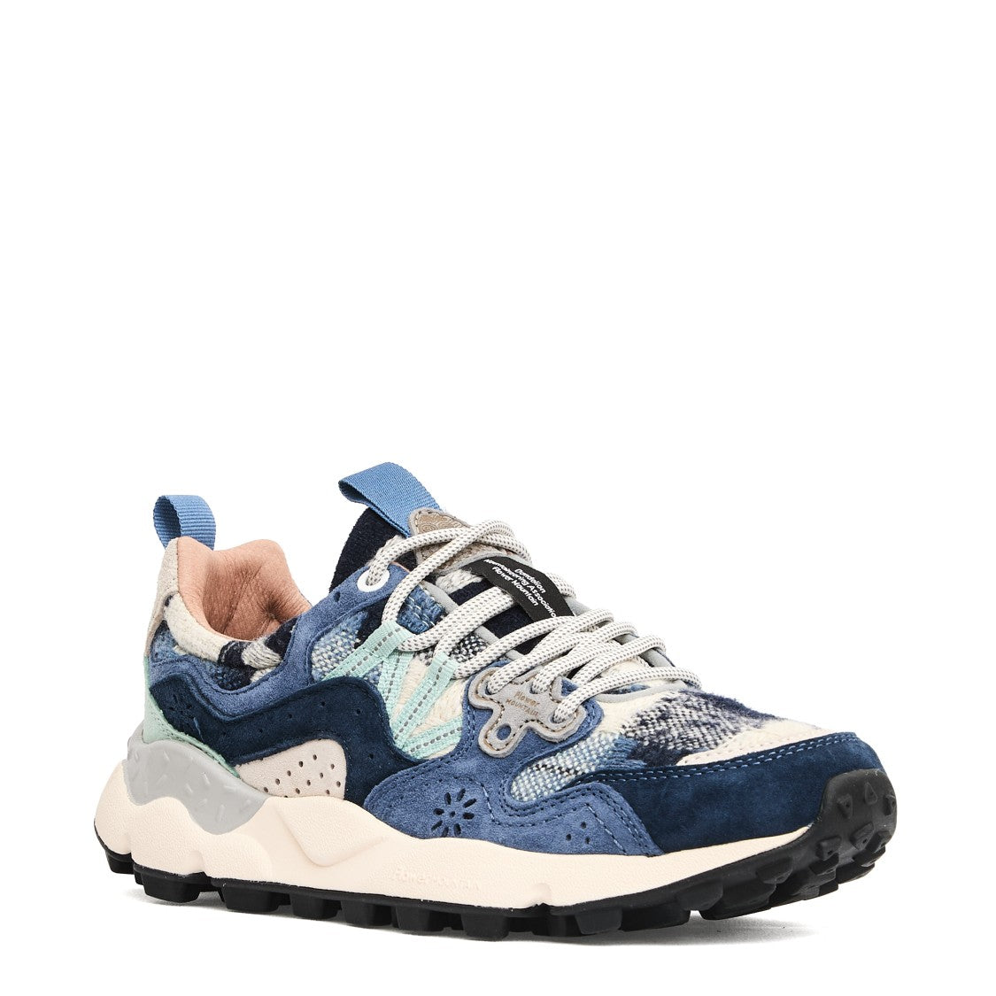 Flower Mountain Multi-Textured Sneakers With Suede Overlays And Breathable Insole