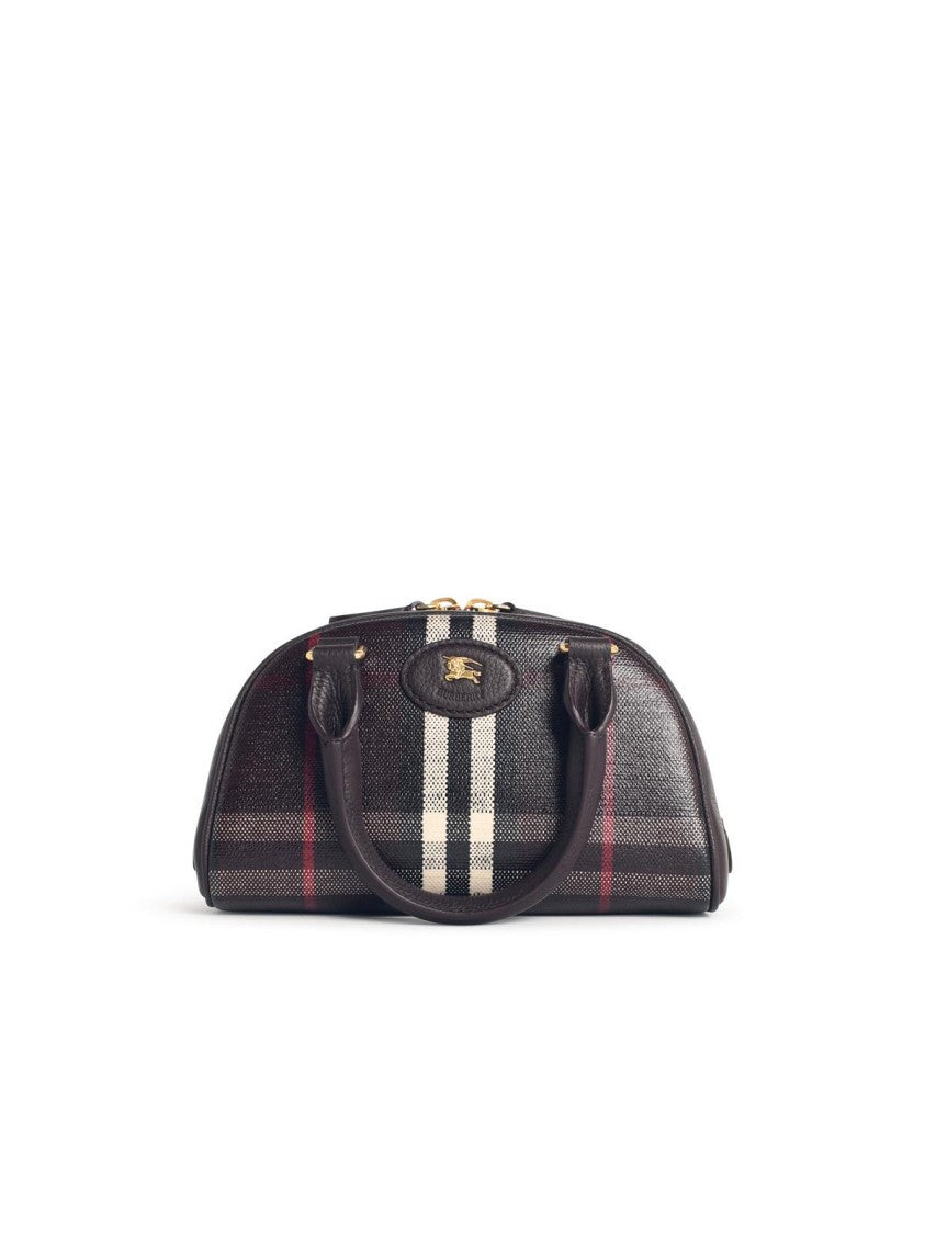 Burberry 'Bowling Highlands' 'Rosso Mahogany' Cotton Blend Mini Bag