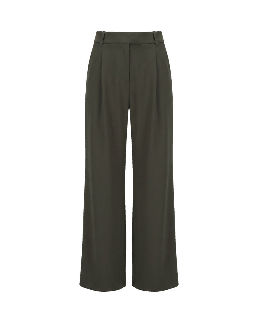 Patrizia Pepe Military Green High-Waisted Wide-Leg Pants
