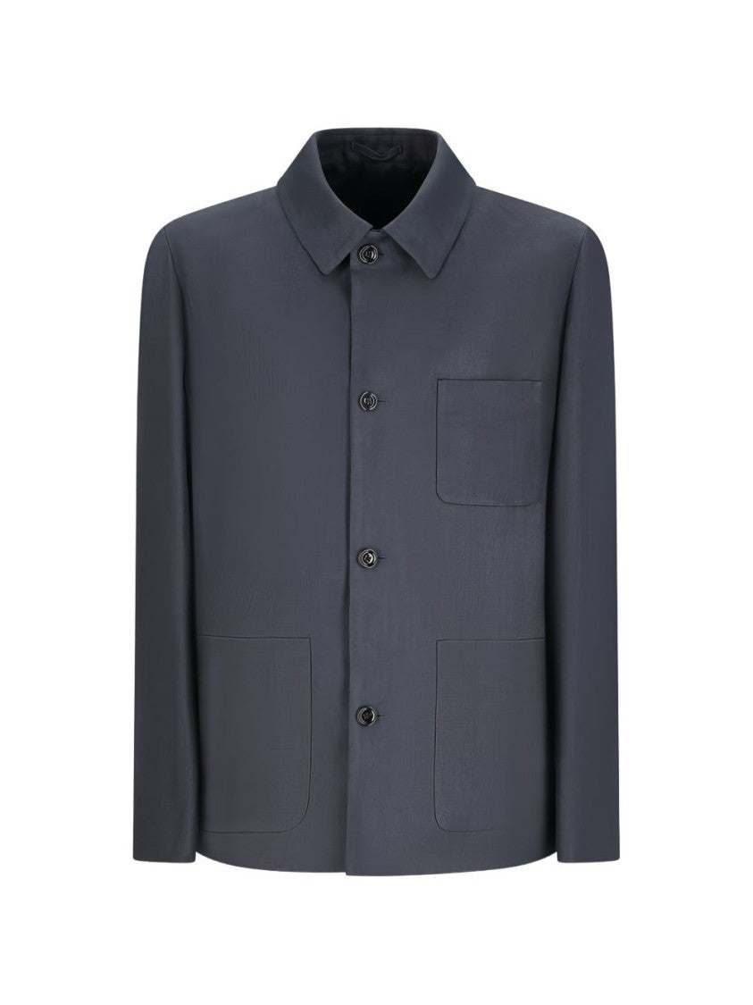 Lardini Grey Casual Patch Pockets Shirt