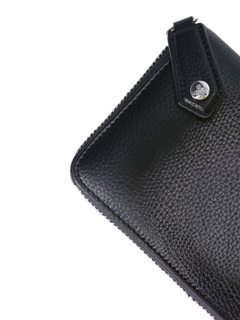 Vivienne Westwood Black Faux Leather Orb Zip Wallet