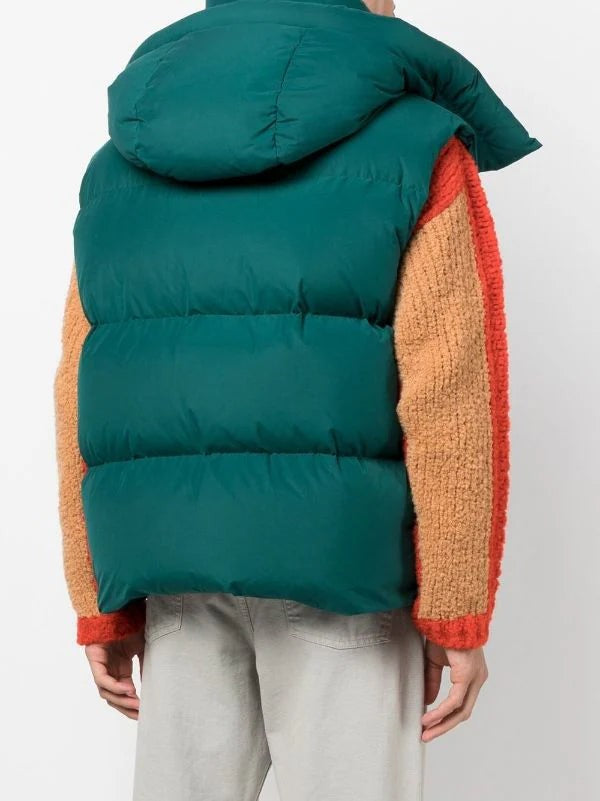 Off-White Emerald Green Feather Down Hooded Gilet