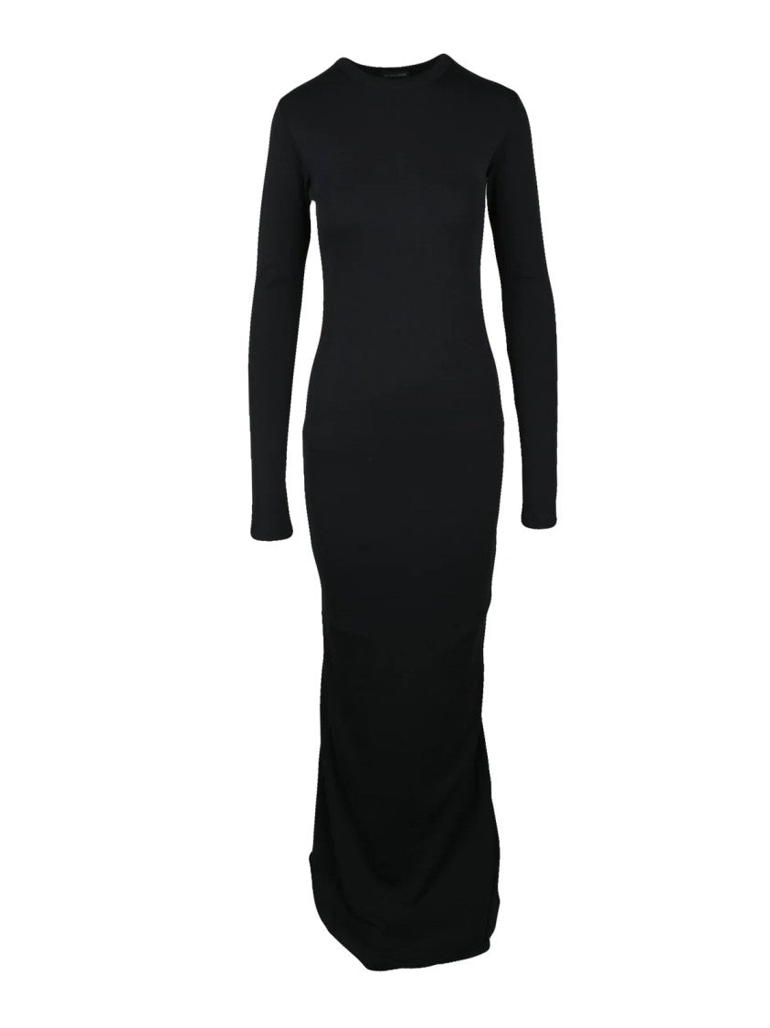 Ann Demeulemeester Black Asymmetric Deconstructed Cotton Maxi Dress