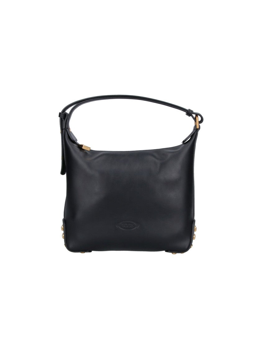 Tod's Black Metal Dots Leather Shoulder Bag