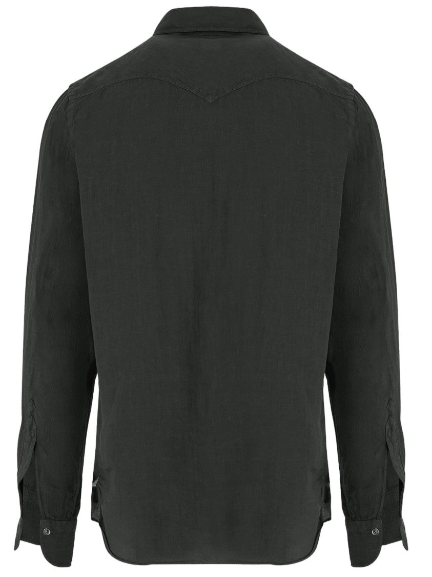 Finamore Textured Linen Shirt With Classic Collar