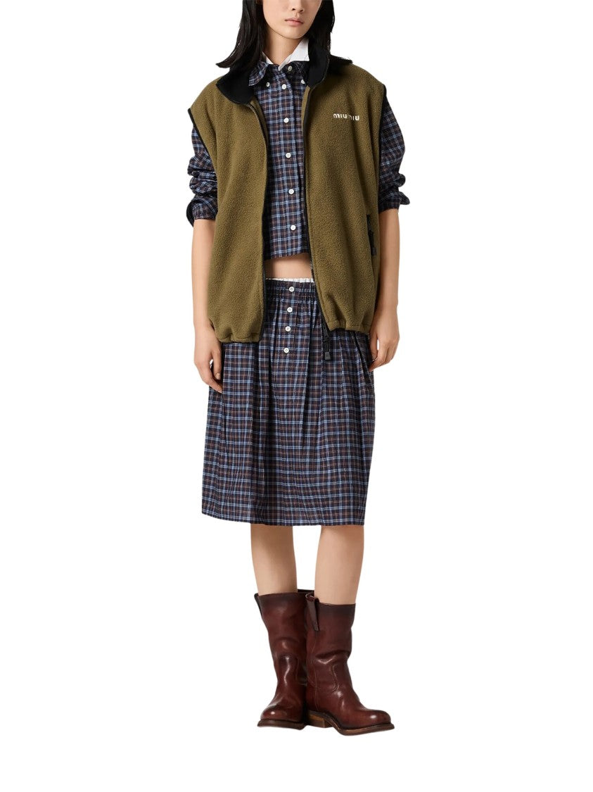 Miu Miu Textured Fleece Zipper Vest