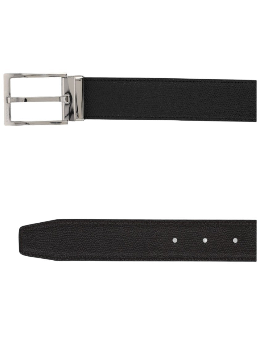 Ferragamo Black Polished Calf Leather Belt