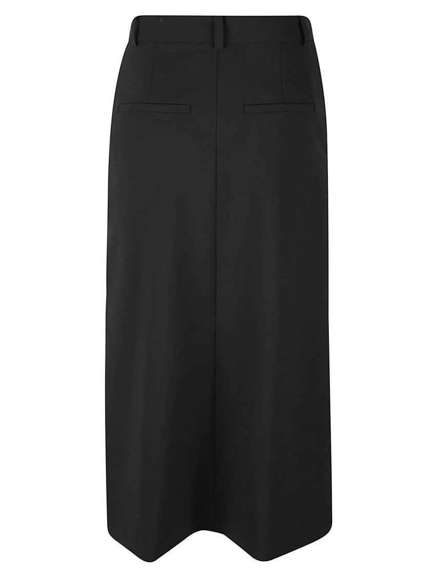 Iro Knee-Length Black Skirt With Asymmetrical Wrap Design