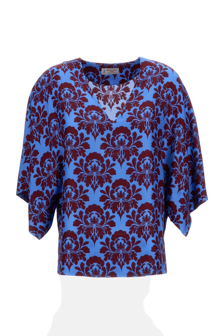 Alberto Biani Boxy Light Blue Silk Blouse