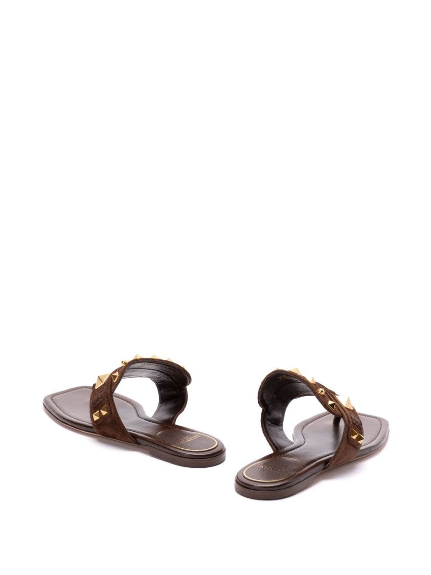 Valentino Garavani Plaster Caster Flip Flops With Gold Accents And Open Toe