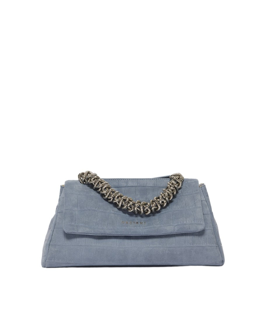 Orciani Suede Crocodile Print Longuette Handbag