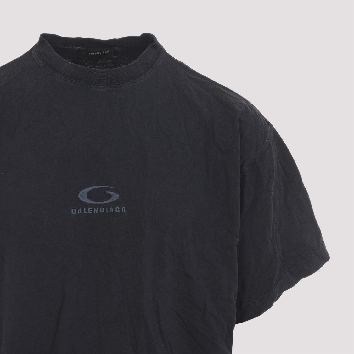 Balenciaga Black Cotton T-Shirt With Classic Crew Neckline