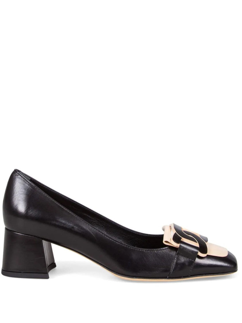 Tod's Mid-Height Closed-Toe Leather Pumps With Buckle Detail