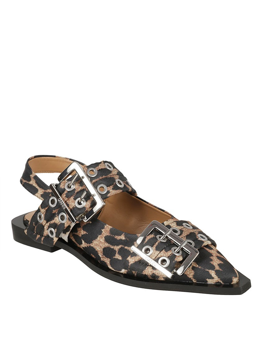 Ganni Leopard Print Flat Shoes