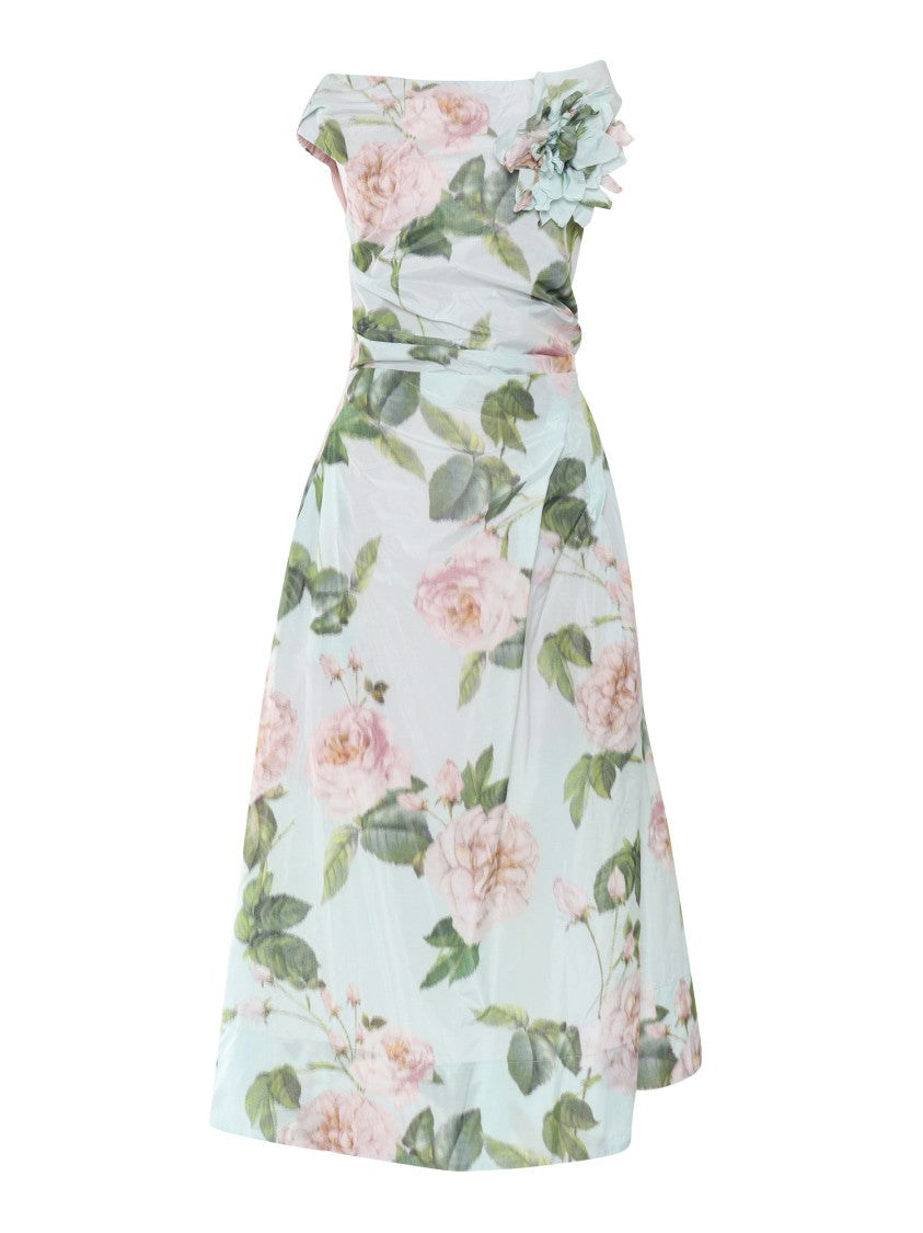 Clips Off-The-Shoulder Taffeta Evening Dress