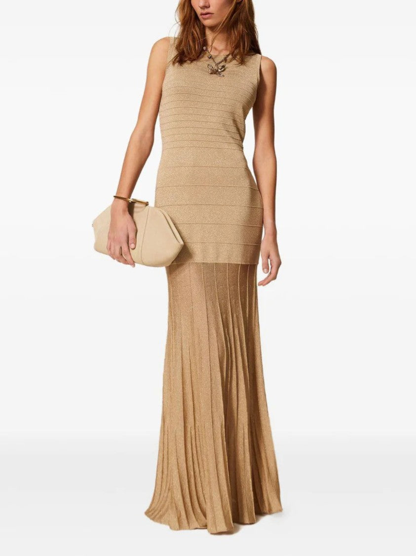Twin-Set Flared Maxi Dress With Fitted Bodice
