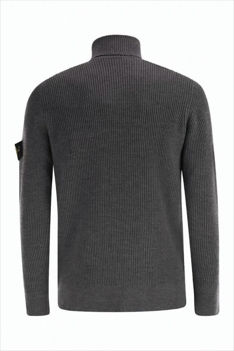 Stone Island Ribbed Knit Turtleneck Sweater In 100% Wool