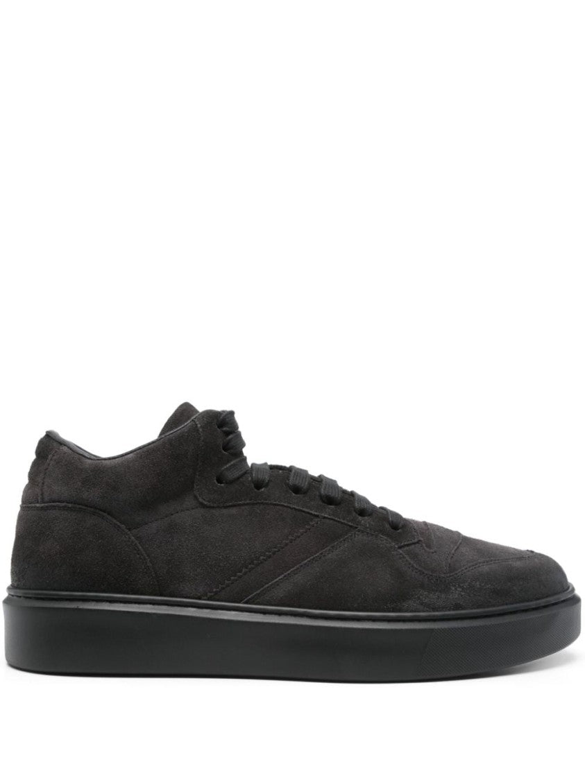 Doucal's Black Calf Suede Sneakers