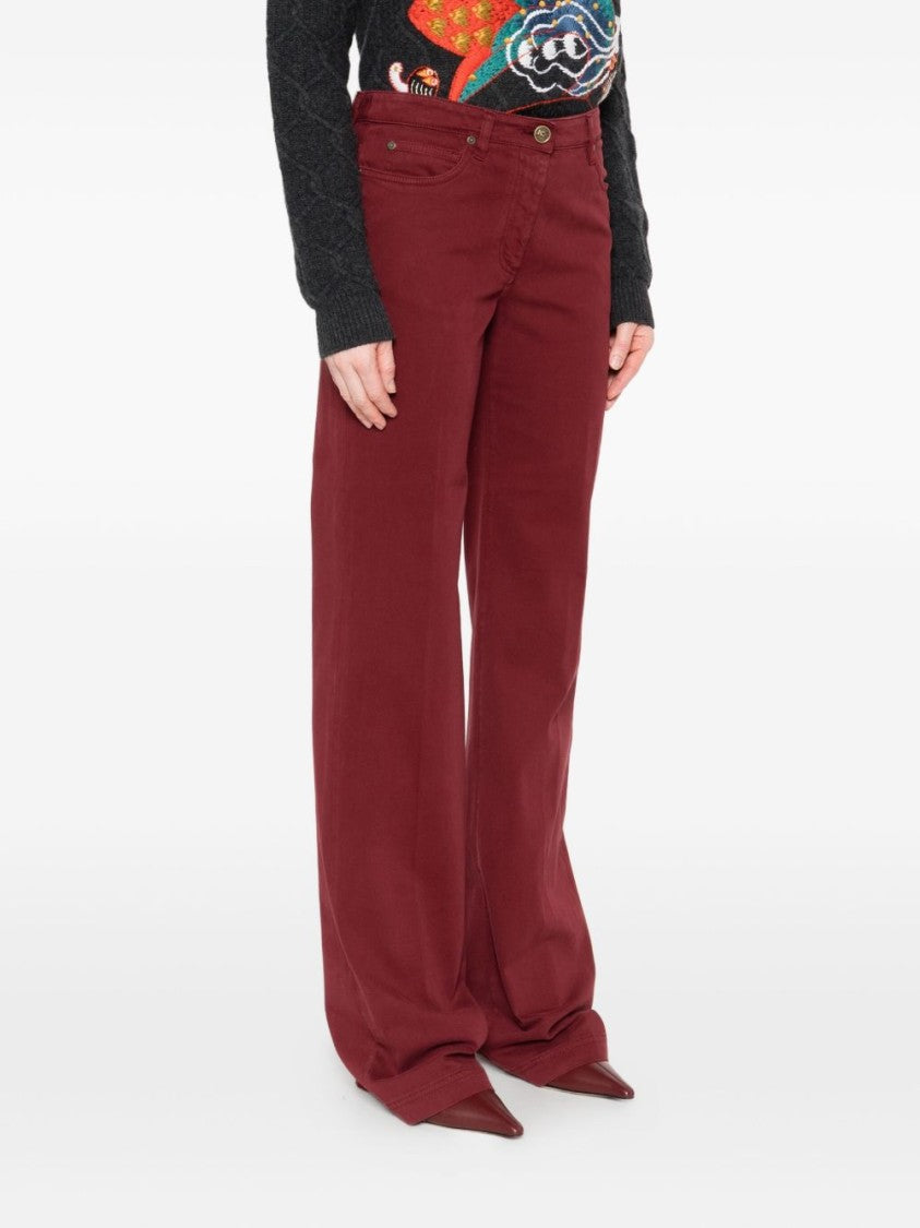 Etro Bordeaux Wide-Leg Jeans With High Waist