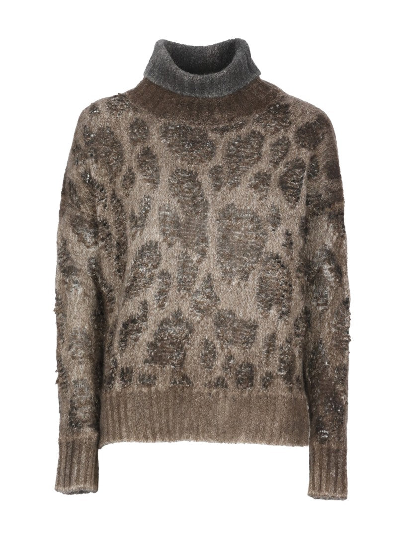 Avant Toi Brown Textured Knit High-Neck Sweater