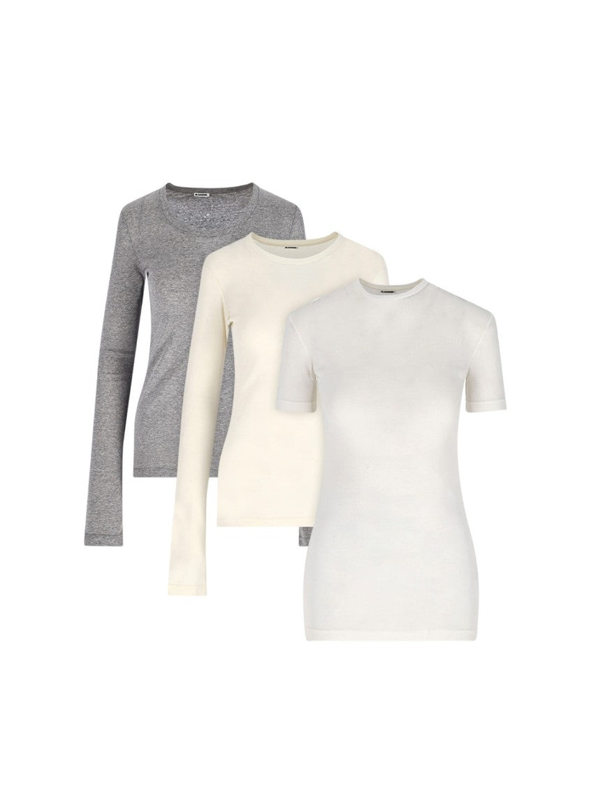 Jil Sander Cotton Top Set – Grey & Cream