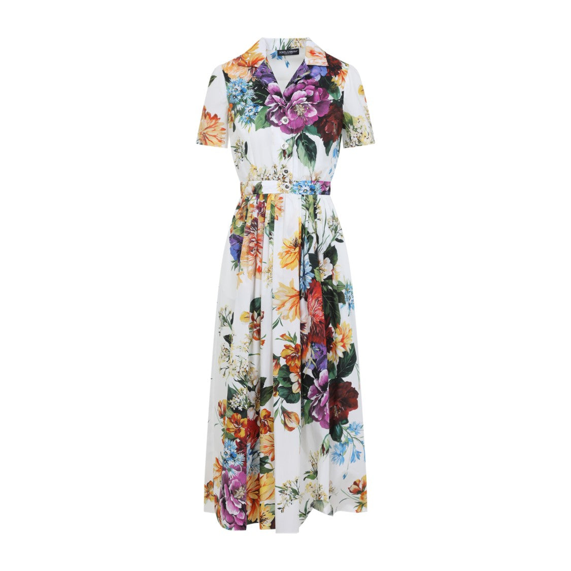 Dolce & Gabbana Ankle-Length Multicolor Floral Print Dress