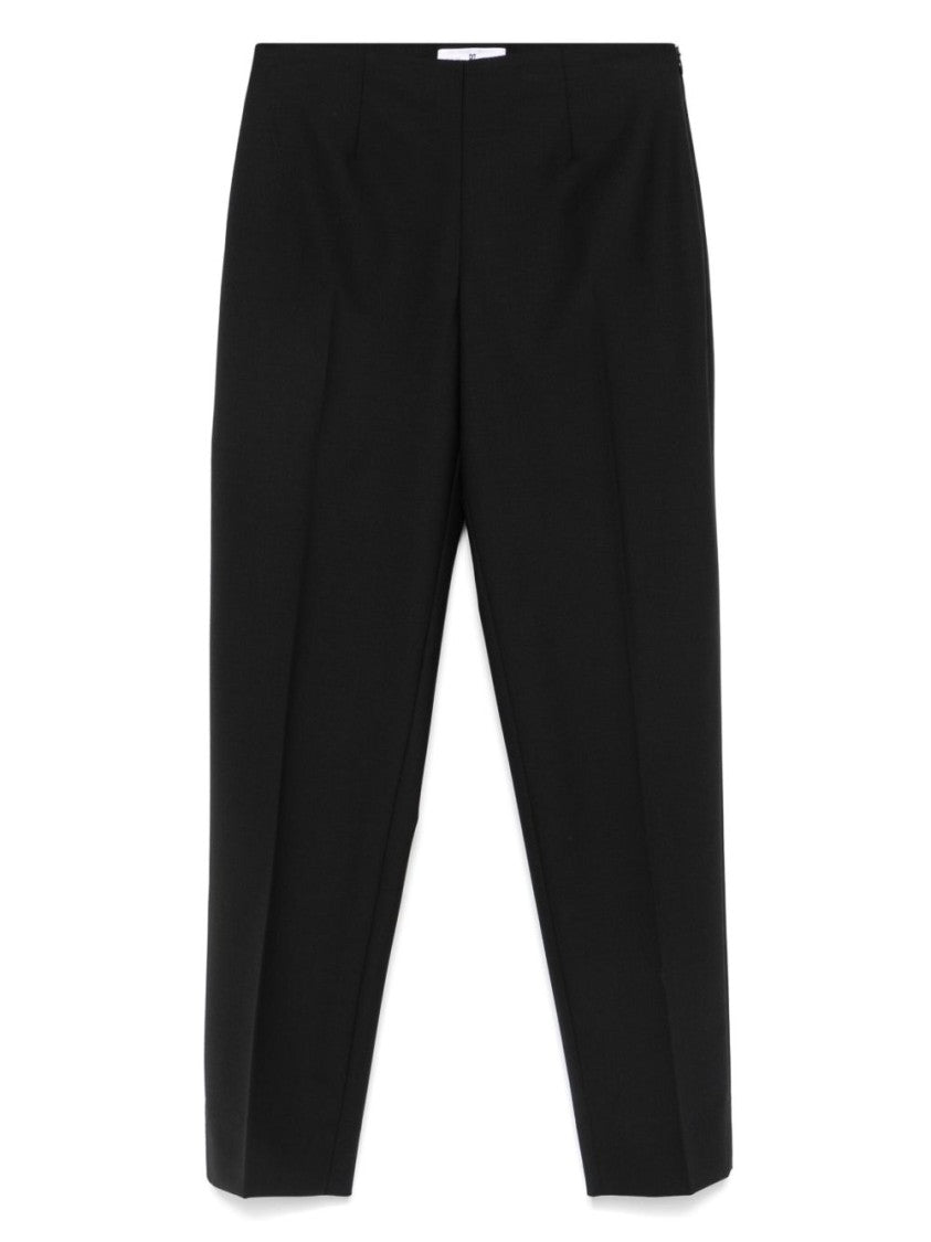 Pt Torino Tailored Black Pants With Concealed Zip And Structured Detailing