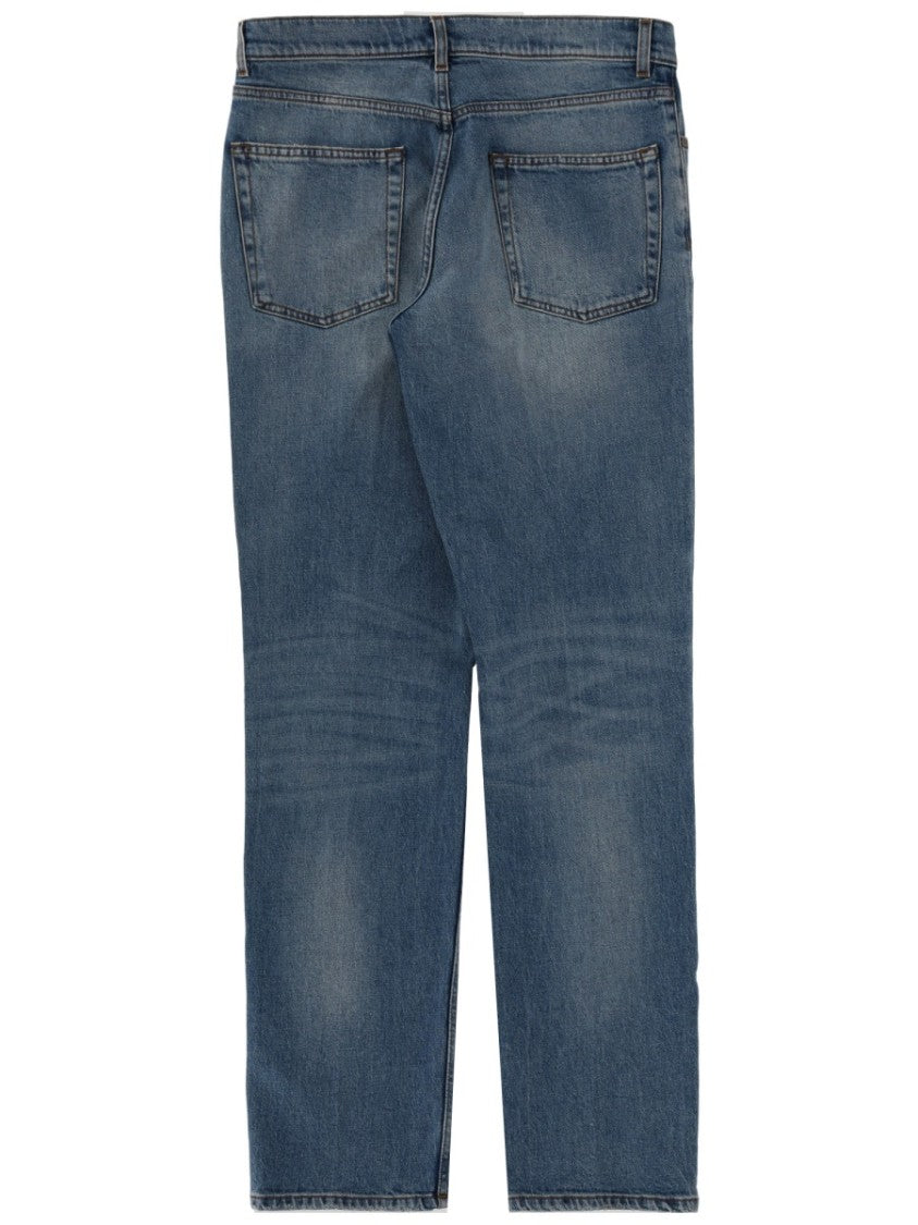 Lardini Light Faded Whiskered Cotton Denim Jeans