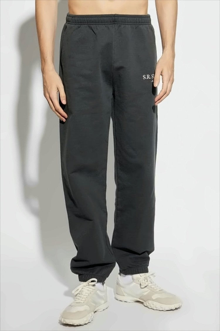 Sporty And Rich Charcoal Grey Cotton Track Pants With Relaxed Fit