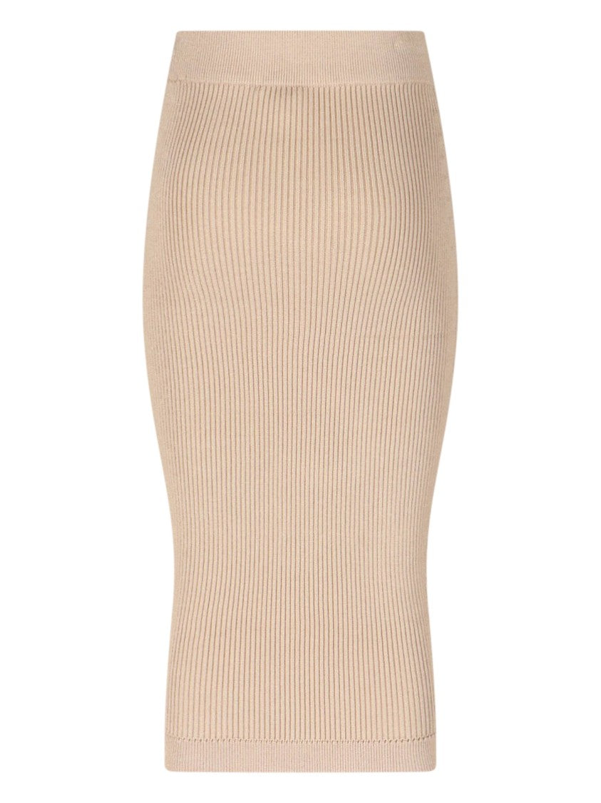 Balmain Knit' Midi Skirt – Beige