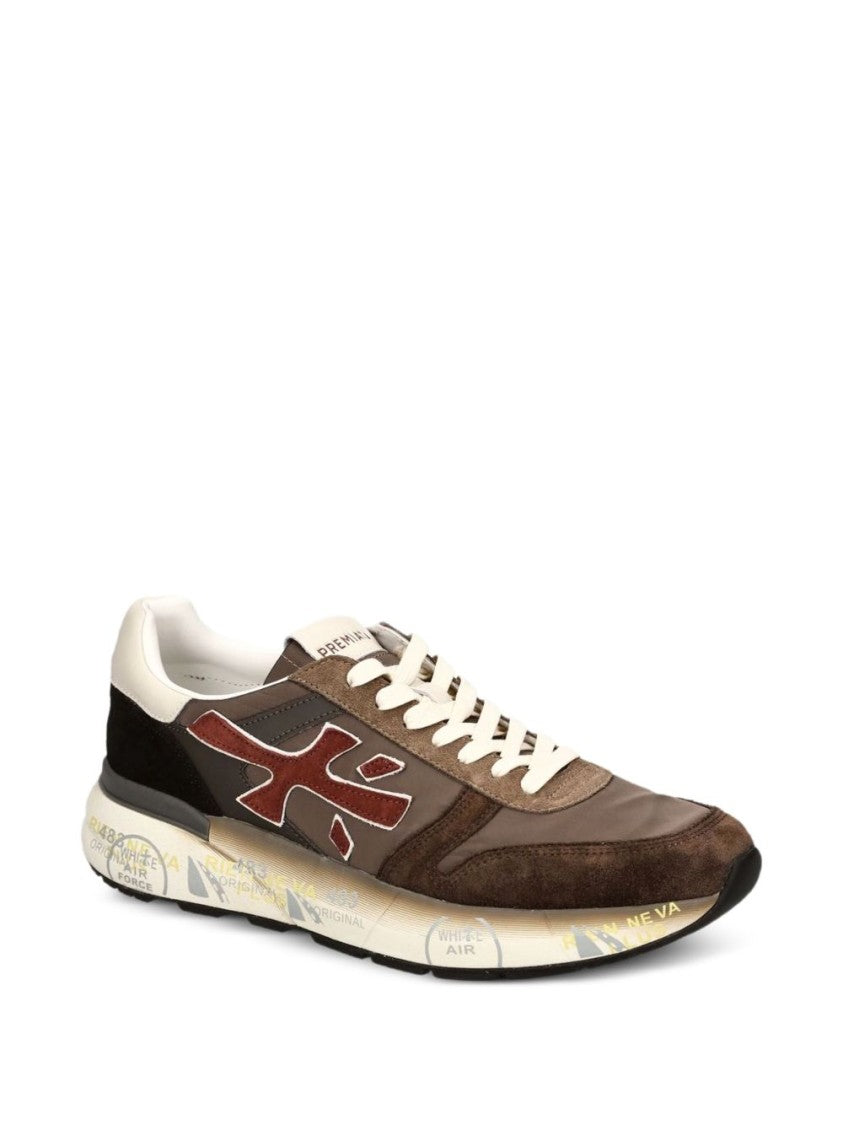 Premiata Brown And Red Leather Sneakers