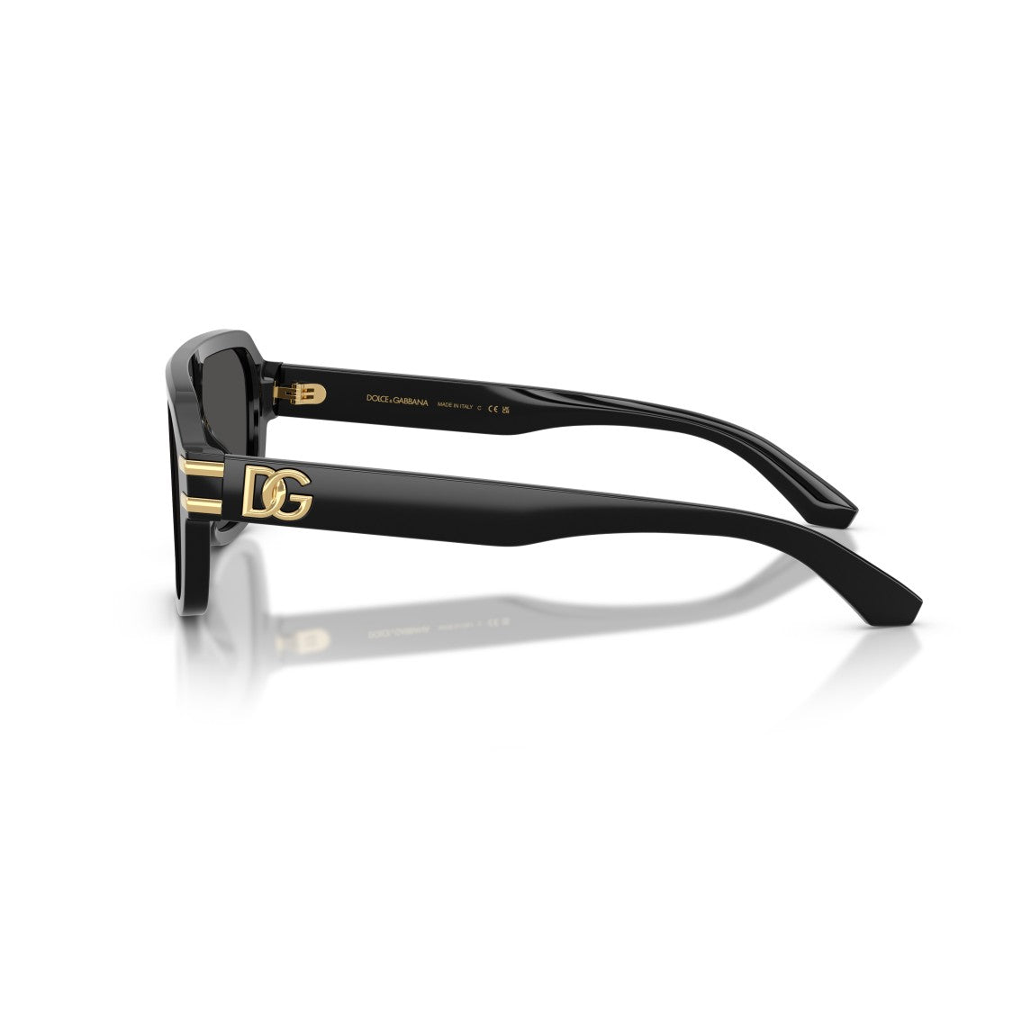 Dolce & Gabbana 0Dg4507 Rectangular Black Acetate Sunglasses With Gold Accents