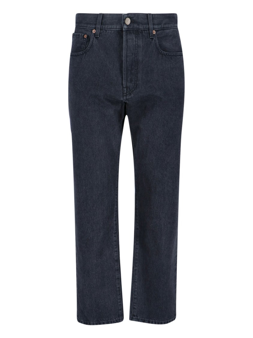Valentino Straight-Leg Black Denim Jeans With Logo Patch