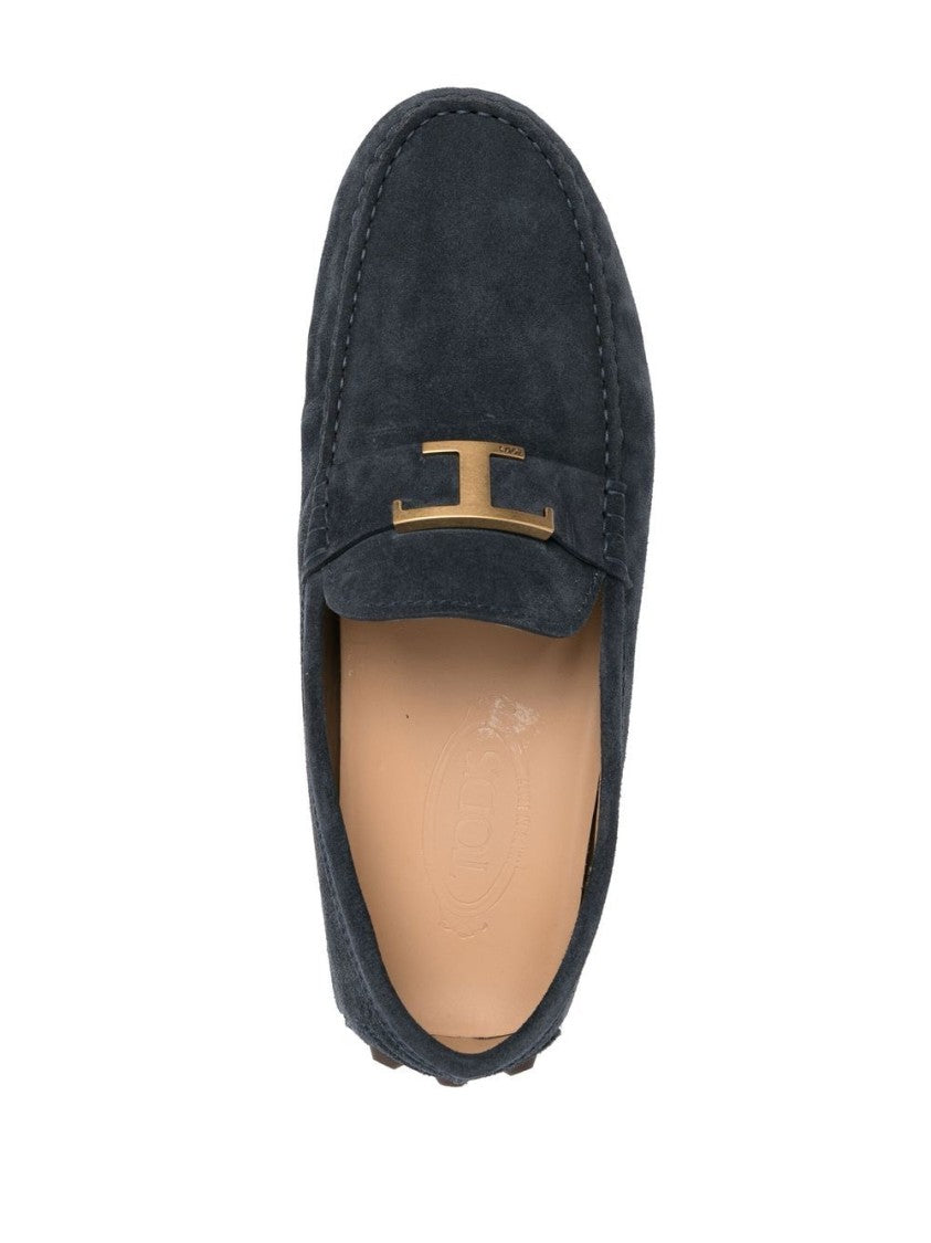 Tod's Almond Toe Blue Calf Leather Flats