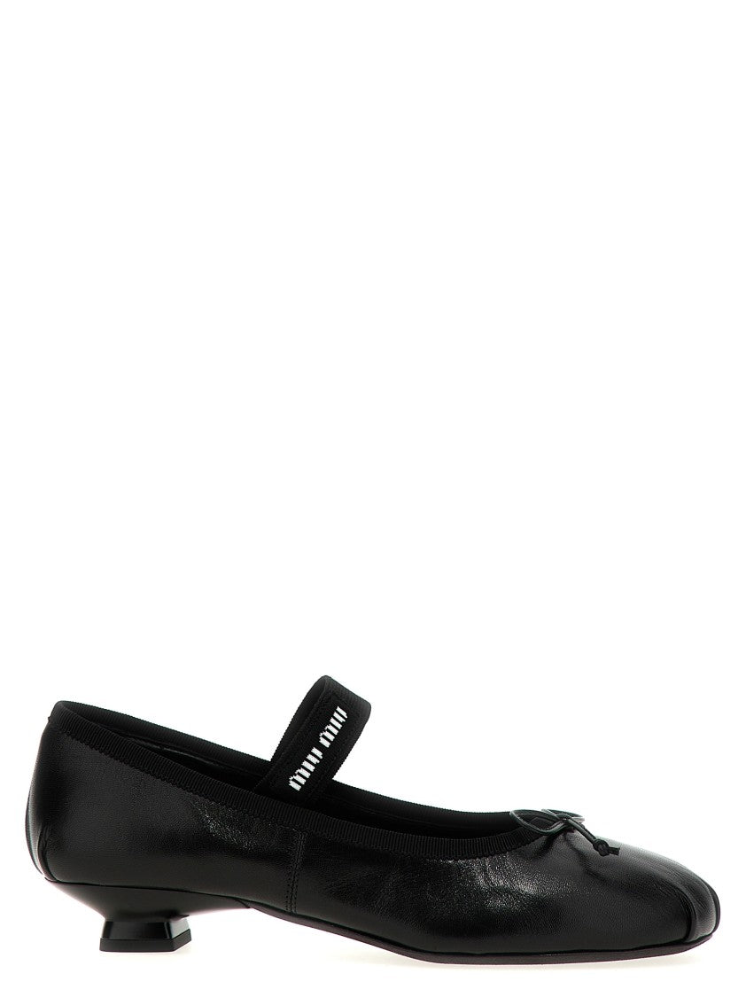 Miu Miu Logo Bow Ballet Flats