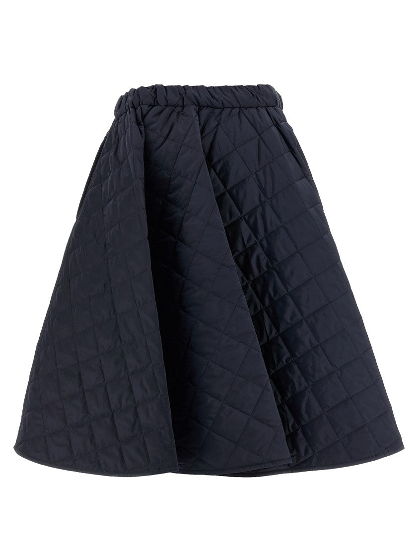 Prada Quilted Midi Skirt With Drawstring Waist And Triangular Logo