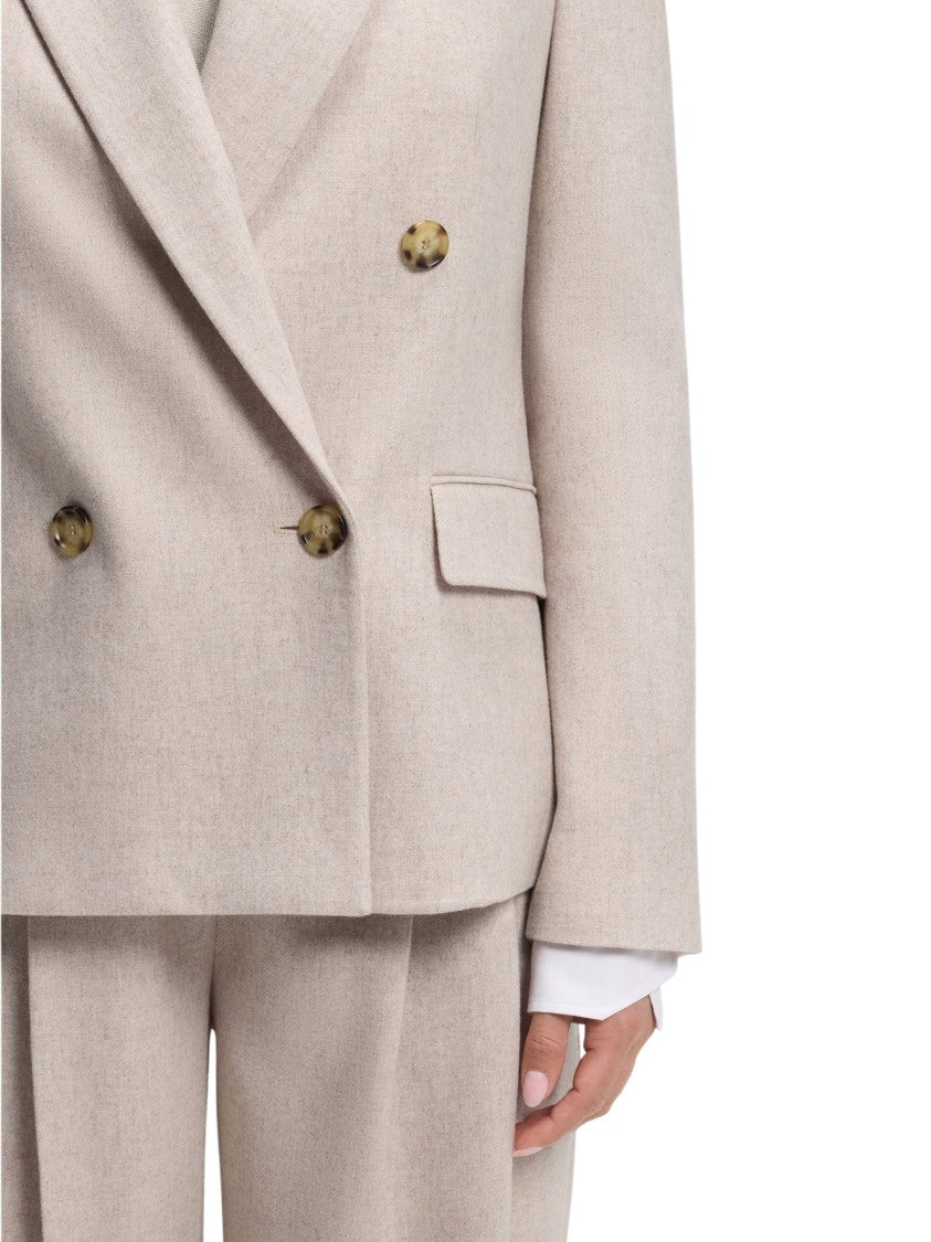 Boss Melange Wool Flannel Double-Breasted Blazer