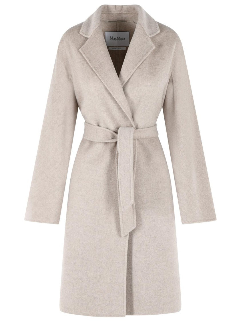 Max Mara 'Aceri' Sand Cachemire Wrap Coat
