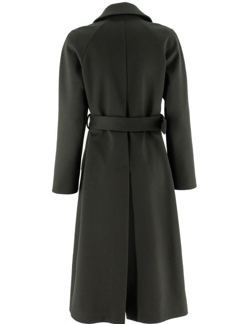 Sealup Dark Green Long Coat With Double-Breasted Design