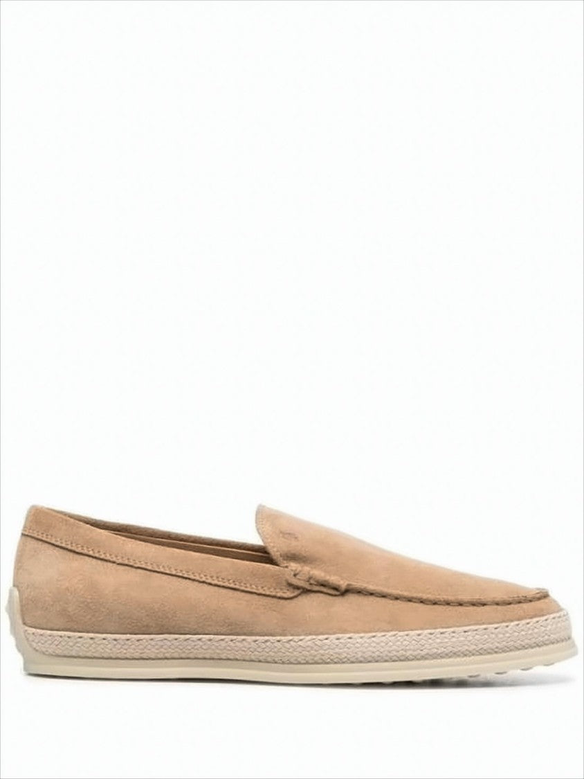 Tod's Brown Suede Loafer With Textured Rubber Sole