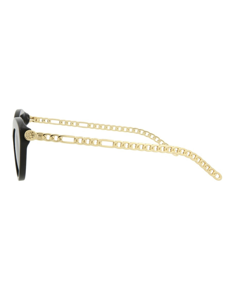Gucci Cat Eye-Frame Acetate Sunglasses With Gold-Tone Chain Temples