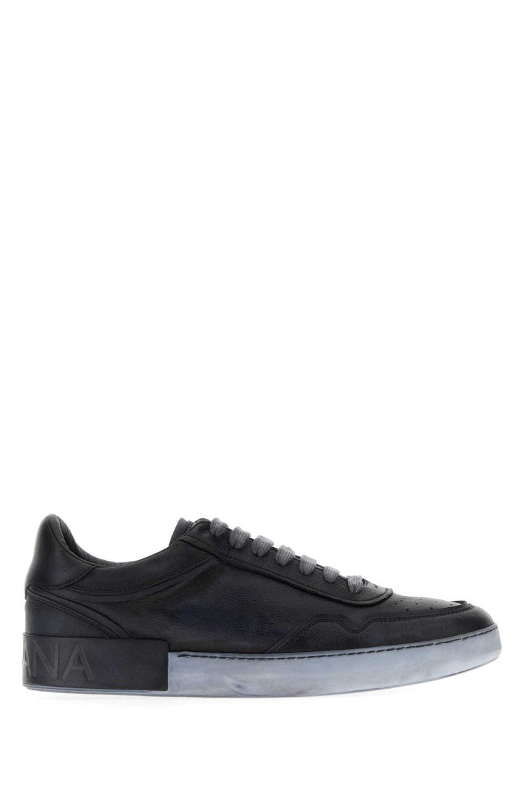 Dolce & Gabbana Black Leather Sneakers With Translucent Sole