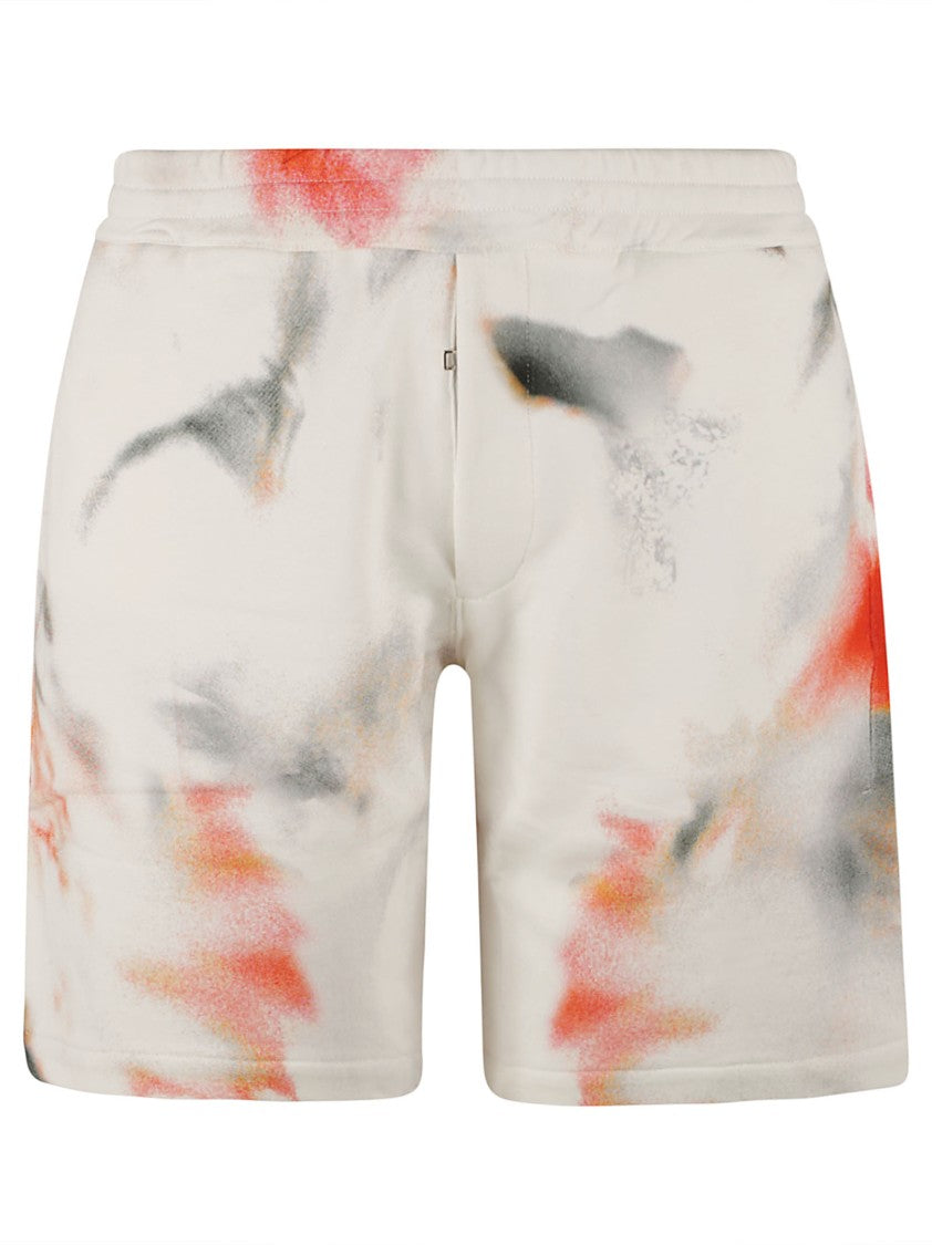 Alexander Mcqueen Abstract Print Cotton Shorts With Relaxed Fit