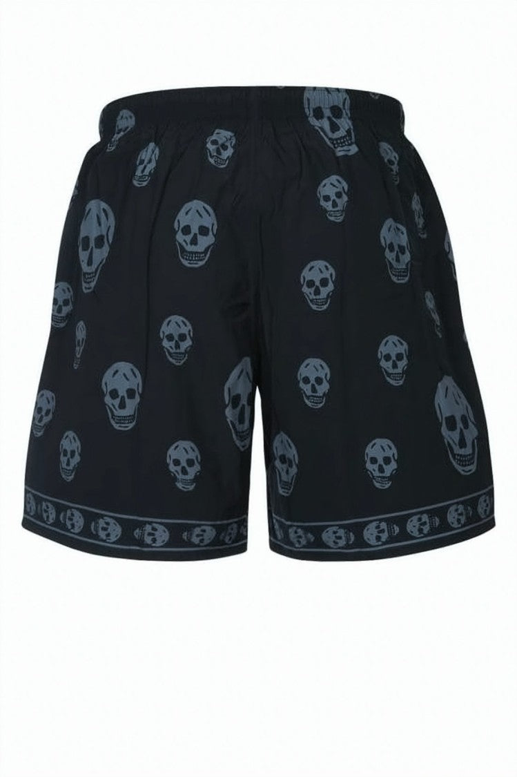 Alexander Mcqueen Skull Motif Black Polyamide Shorts