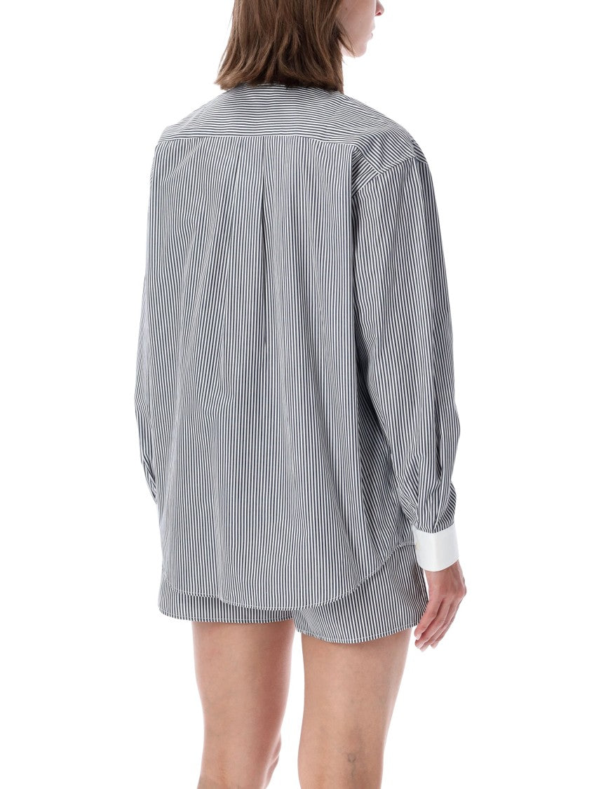 Sporty And Rich Striped Oversized Casual Shirt