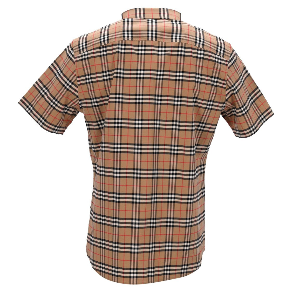 Burberry Short-Sleeved Checked Shirt With Classic Collar And Curved Hem